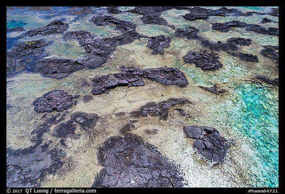 Aerial view of lava rocks and Kapoho tidepools. Big Island, Hawaii, USA (color)