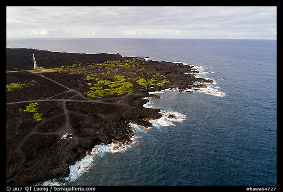 Aerial view of Cape Kumukahi. Big Island, Hawaii, USA (color)