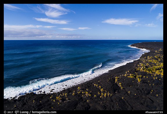 Aerial view of Kaimu Beach. Big Island, Hawaii, USA (color)