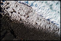 Aerial view of surf and lava rocks looking down, Kaimu Beach. Big Island, Hawaii, USA ( color)