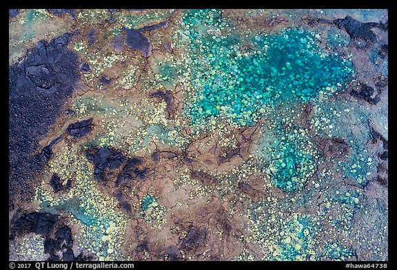 Aerial view of tidepools with coral, Kapoho. Big Island, Hawaii, USA (color)