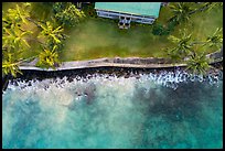 Aerial view of Hulihee Palace, palm trees, and coastline. Hawaii, USA ( color)