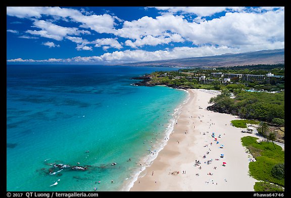 Aerial view of Hapuna Beach and resorts. Big Island, Hawaii, USA (color)