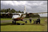 Plane on the airstrip of Ofu Island in 2002. American Samoa ( color)