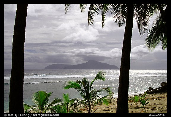 Olosega island seen from Tau. American Samoa (color)