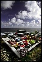 Tombs near the ocean in Vailoa. Tutuila, American Samoa (color)