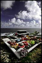 Tombs near the ocean in Vailoa. Tutuila, American Samoa