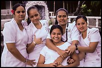 Young women dressed in white for sunday church, Pago Pago. Pago Pago, Tutuila, American Samoa ( color)