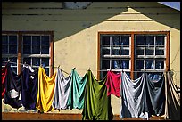 Laundry drying on clotheline in Tula. Tutuila, American Samoa