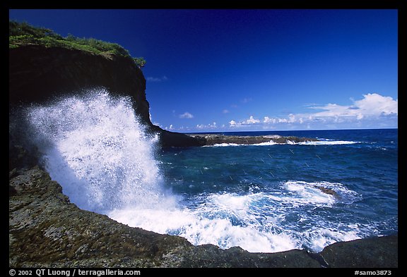 Crashing wave at Maamaa cove. Aunuu Island, American Samoa (color)