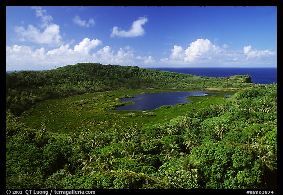 View of the island interior with Red Lake. Aunuu Island, American Samoa (color)