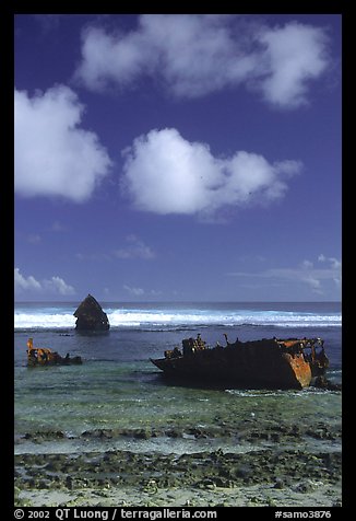 Shipwreck of the Young Kwan. Aunuu Island, American Samoa