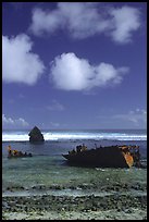 Shipwreck of the Young Kwan. Aunuu Island, American Samoa (color)