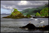 Fishermen on the rocky shore near Maa Kamela. Tutuila, American Samoa