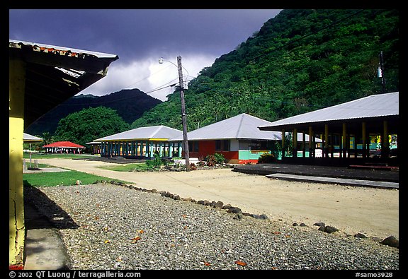 Main street  in Masefau village. Tutuila, American Samoa (color)