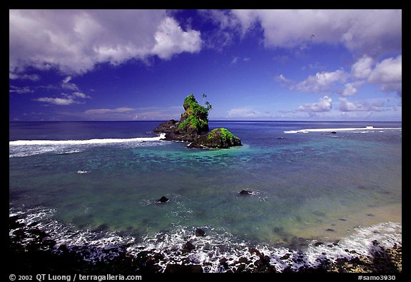 Rocky islet near Maa Kamela. Tutuila, American Samoa (color)