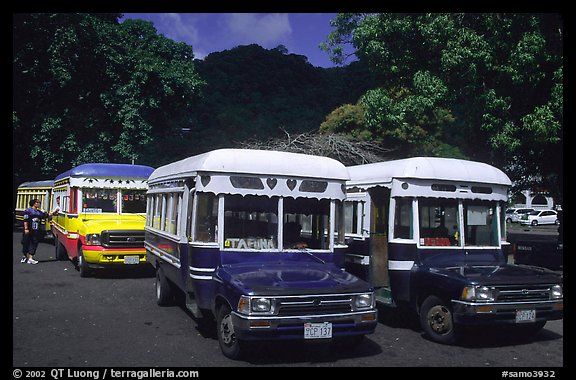 Decorated aiga busses, Pago Pago. Pago Pago, Tutuila, American Samoa