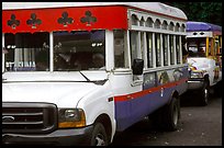 Colorful aiga busses, Pago Pago. Pago Pago, Tutuila, American Samoa (color)