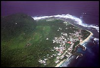 Aerial view of Aanuu village. Aunuu Island, American Samoa (color)