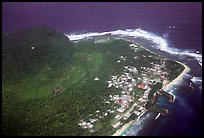 Aerial view of Aanuu village. Aunuu Island, American Samoa