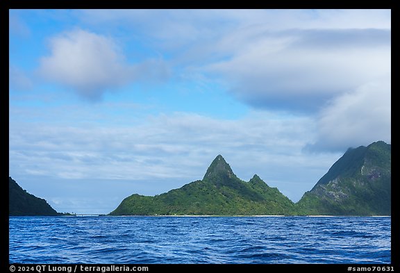 Asaga Strait Bridge and Sunuitao Peak. American Samoa (color)