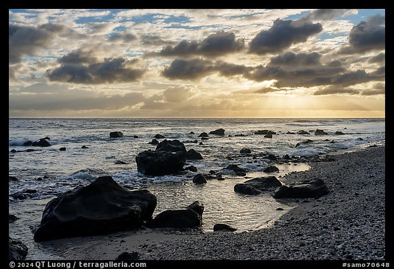 Sunrise from northside beach, Tau Island. American Samoa (color)