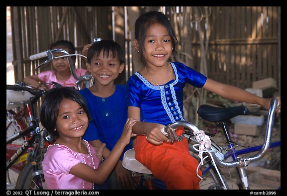 Children at the Apsara Arts  school. Phnom Penh, Cambodia (color)