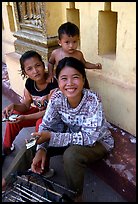 Children at Wat Phnom. Phnom Penh, Cambodia (color)