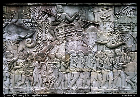 Bas reliefs, the Bayon. Angkor, Cambodia