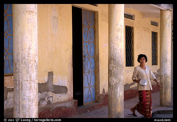 Woman in downtown building. Phnom Penh, Cambodia (color)