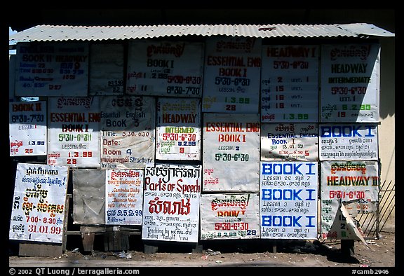 School bulletin board. Phnom Penh, Cambodia