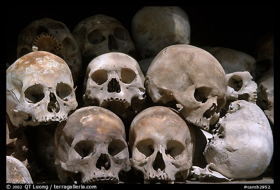 Human Skulls, Choeng Ek Killing Fields memorial. Phnom Penh, Cambodia