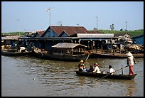 Houses along Tonle Sap river. Cambodia (color)