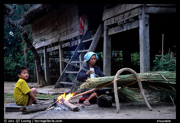 Village life. Mekong river, Laos