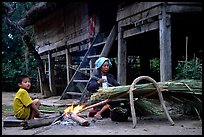 Village life. Mekong river, Laos (color)