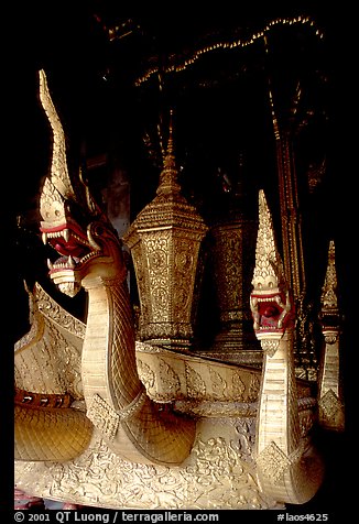 Funeral vehicle at Wat Xieng Thong. Luang Prabang, Laos (color)