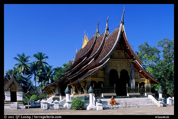 Front of the Sim of Wat Xieng Thong. Luang Prabang, Laos (color)