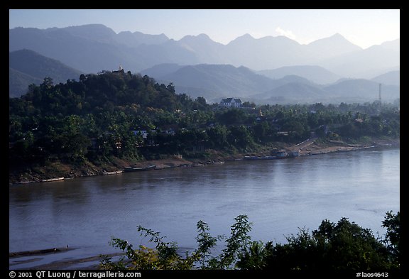 The town accross the Mekong river. Luang Prabang, Laos (color)