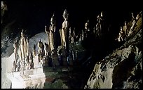 Hundreds of wooden Buddhist figures on wall shelves, Pak Ou caves. Laos