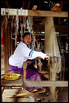 Traditional weaving in Ban Phanom village. Luang Prabang, Laos