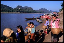 Women on the banks of the Mekong river. Luang Prabang, Laos (color)