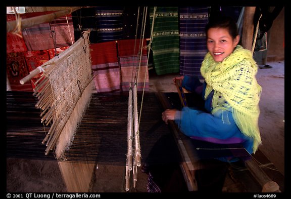 Traditional weaving in Ban Xang Hai village. Laos