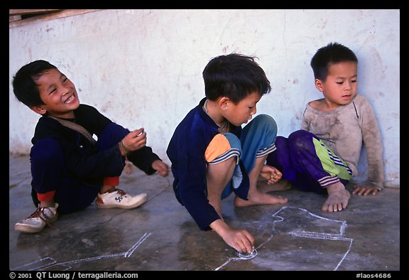 Boys of the Lao Huay tribe, Ban Nam Sang village. Laos (color)