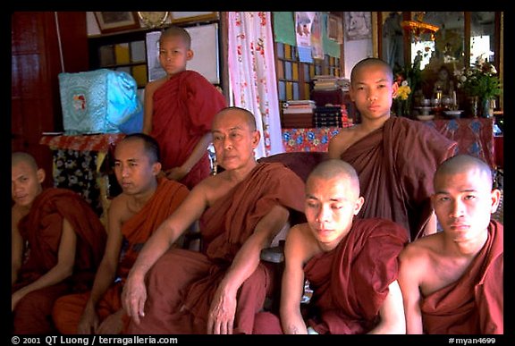 Monks,  Shwedagon Paya. Yangon, Myanmar