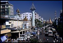 Mahabandoola Lan and the Sule Paya. Yangon, Myanmar ( color)