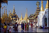 Walking on the platform, Shwedagon Paya. Yangon, Myanmar ( color)