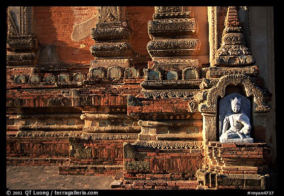 Stonework detail, Htilominlo Pahto. Bagan, Myanmar