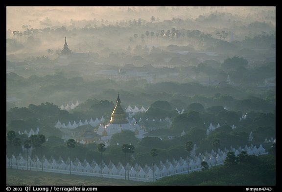Kuthodaw Paya at sunrise. Mandalay, Myanmar (color)