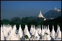 Stupas at Sandamani Paya and Mandalay Hill. Mandalay, Myanmar