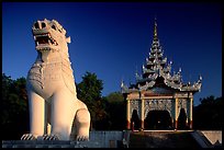 Lion at the entrance of  Mandalay Hill. Mandalay, Myanmar